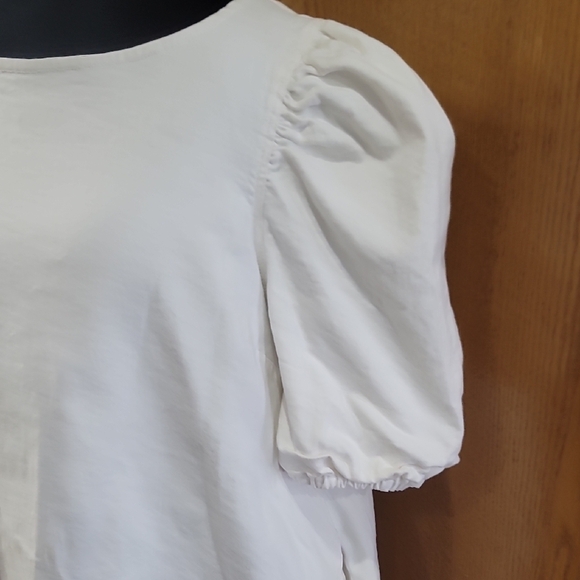 Labelrail X Nashville Tash Nwt Stretch Denim White Puff Sleeve Mini Dress - Picture 4 of 7